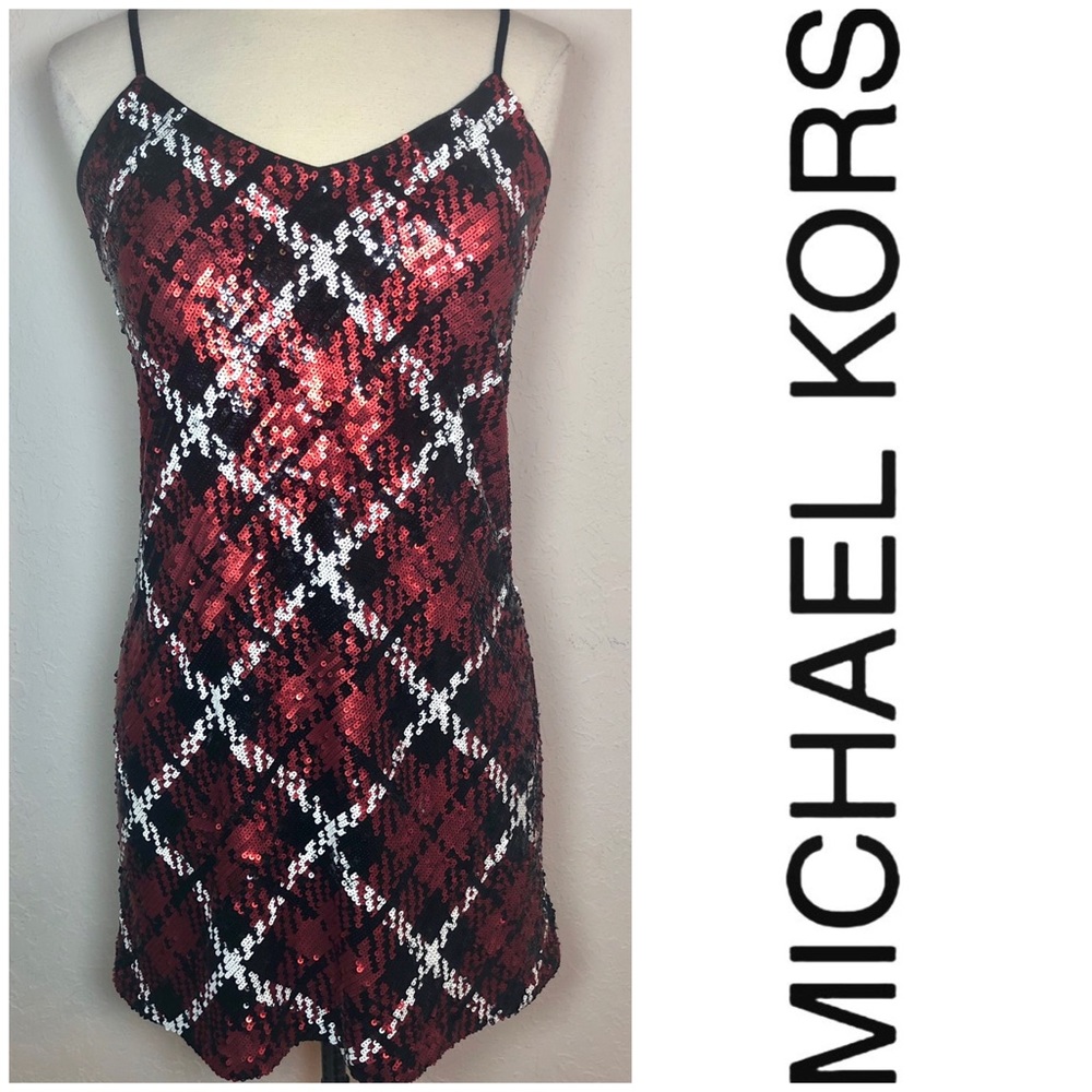 MICHAEL Michael Kors Red and Black Sequin Dress